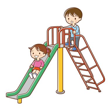 Metal oyun parkında oynayan gülümseyen çocuklar