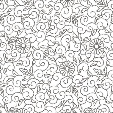 Siyah ve beyaz desensiz çiçek deseni