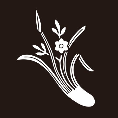 Geleneksel Japon aile arması logosu çizimi, çiçek elementleri