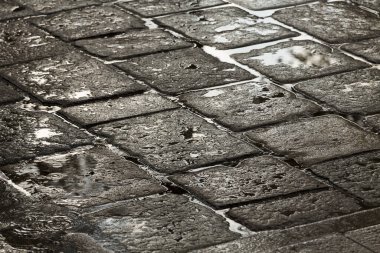 Yağmurda ıslak kaldırım