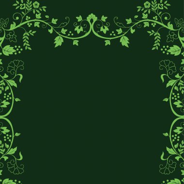 Asma ve yapraklı yeşil bir çiçek çerçevesi.