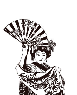 Japon geyşa karakterinin güzel bir çizimi