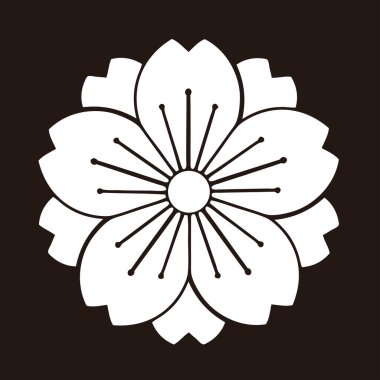 Geleneksel Japon aile arması logosu çizimi, çiçek elementleri