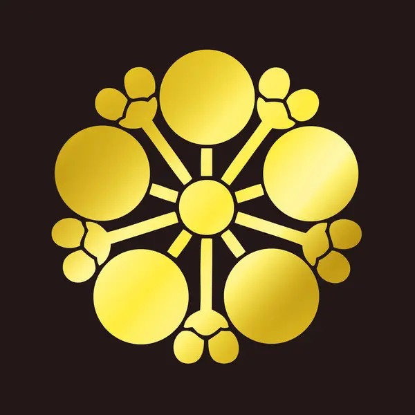 Traditionelles Japanisches Familienwappen Logo Illustration Der Goldenen Farbe Florale Elemente — Stockfoto