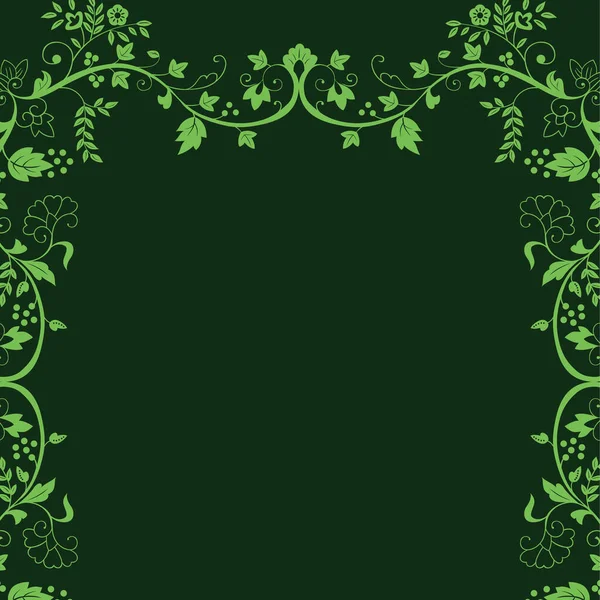Green Floral Frame Vines Leaves — Stok fotoğraf