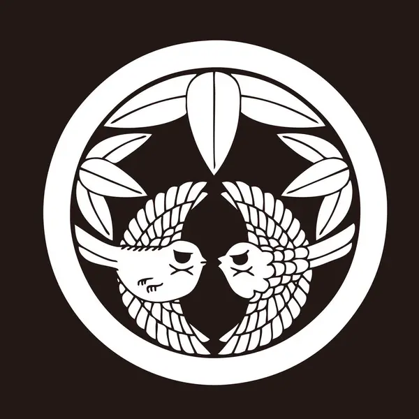 Emblème Traditionnel Famille Japonaise Illustration Logo Éléments Floraux — Photo