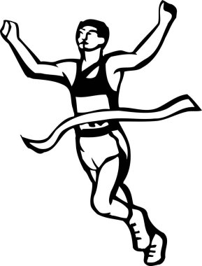 Koşan adamın siluetinin siyah silueti 