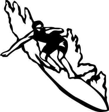 Gemide sörf yapan sörfçü adam beyaz üzerinde izole edilmiş.