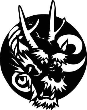 Asyalı siyah ejderhanın siyah çizimi