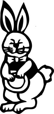 Beyaz arkaplanda tavşan çizimi