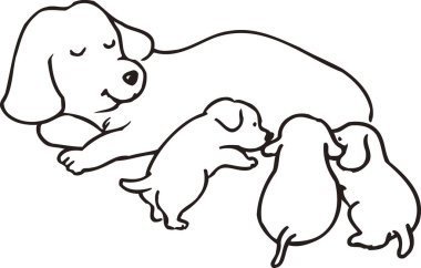 Yavru köpeklerle çizilmiş bir karikatür.