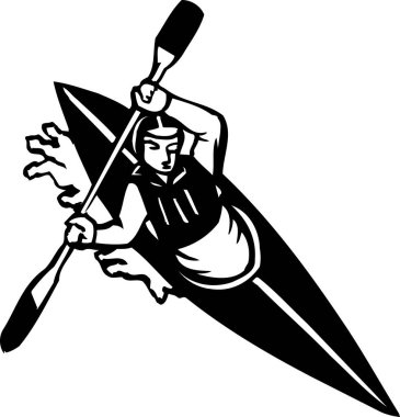 Beyaz arkaplanda kayakçının siyah çizimi