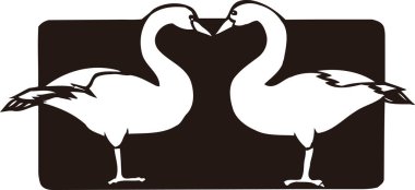 Beyaz arkaplanda izole edilmiş kuğuların gösterimi