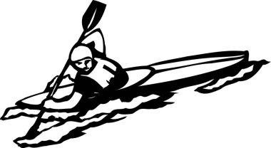 Beyaz arkaplanda kayakçının siyah çizimi