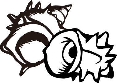 Beyaz arkaplanda izole edilmiş deniz kabuğu çizimi 