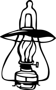 Beyaz arka planda eski bir gazyağı lambasının gösterimi