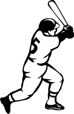 Beyzbol oyuncusu beyaz arkaplanda resim çizer.