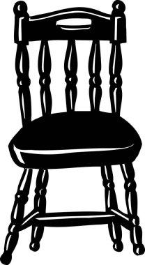 Beyaz arkaplanda izole edilmiş bir sandalyenin çizimi