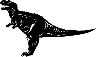 Beyaz arkaplanda bir dinozorun karikatür çizimi