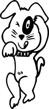 Beyaz arkaplanda Çizgi Köpek çizimi