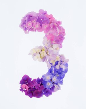 çiçeklerden yapılmış 3 numara