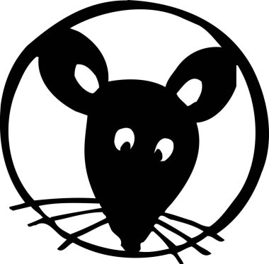 Beyaz arkaplanda fare başlığının siyah illüstrasyonu