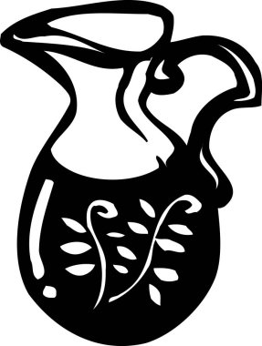 beyaz arkaplandaki sürahinin siyah illüstrasyonu