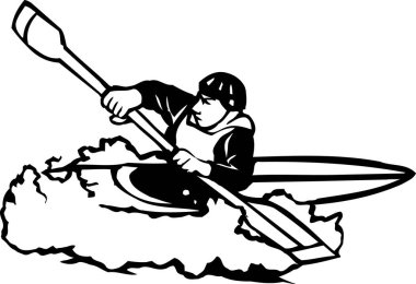 Beyaz arkaplanda kayakçının siyah çizimi