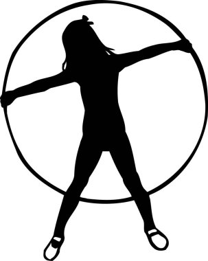 Beyaz arka planda çemberli kız silueti