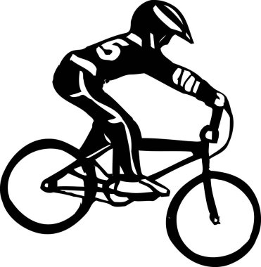 Bisikletçi beyaz arka planda bisiklet sürüyor