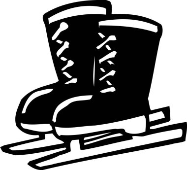 Buz patenleri, beyaz arkaplanda izole edilmiş basit siyah beyaz çizimler