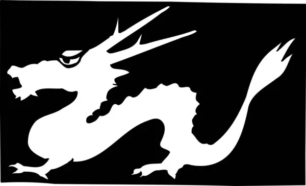 asian black and white dragon  sketch  on white background