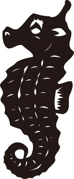 Deniz Atı Logosu Şablonu Siyah Beyaz Çizim — Stok fotoğraf
