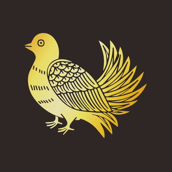 Zlatý Pták Černém Pozadí Vektorová Ilustrace Loga Znaku Odznaku Nebo — Stock fotografie
