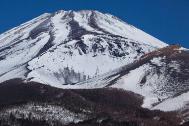 Fuji Dağı, Japonya. Karlı kış manzarası.