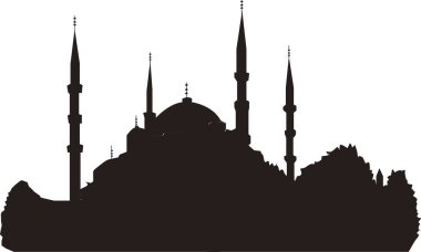 Siyah cami simgesi, beyaz arkaplan üzerine illüstrasyon