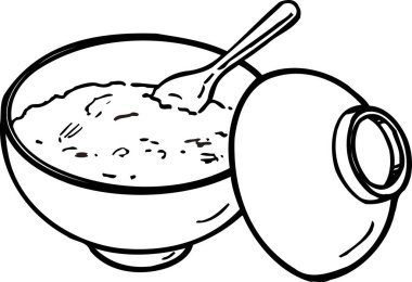 Tabakta pirinç ana hatları, yemek konsepti.