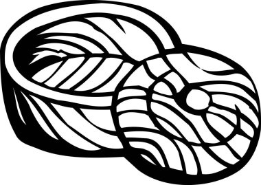 Tahta kase, beyaz arka planda izole edilmiş basit siyah beyaz çizim.