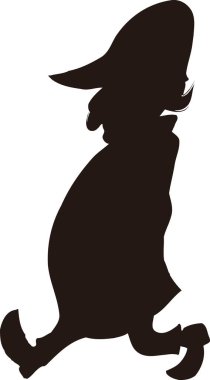 İnsan yürüyüşünün silüeti, beyaz arka planda izole edilmiş basit siyah beyaz çizim