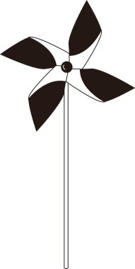 Fırıldak, beyaz arkaplanda izole edilmiş basit siyah beyaz çizim