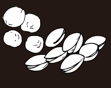 Fıstık fıstığı, siyah arkaplanda izole edilmiş basit bir illüstrasyon 