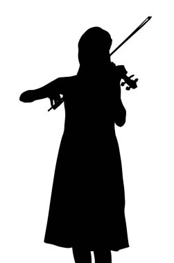 Keman çalan kız silueti