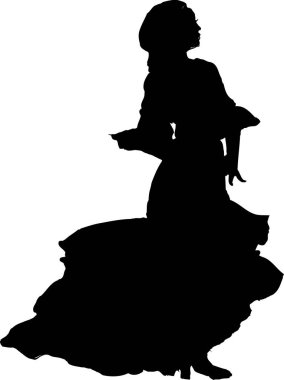 Siyah kadın dansçı ikonu, beyaz arkaplan üzerinde illüstrasyon