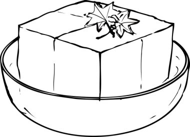 Kâsenin içindeki buz parçası, beyaz arkaplanda izole edilmiş basit bir illüstrasyon. 