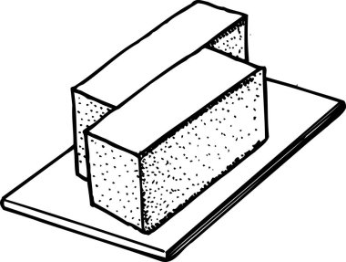 Tofu çizimi, yemek konsepti.