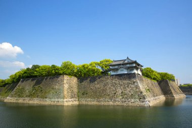 Yeşil şehir parkındaki Osaka Kalesi manzarası 