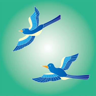 kuşlar uçan illüstrasyon tasarımı