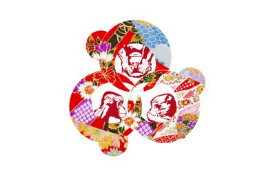 Beyaz üzerine izole edilmiş Asya tarzı kağıt. Soyut süs 