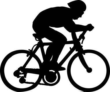 Siluet bisikletçi simgesi, beyaz arkaplan üzerinde illüstrasyon