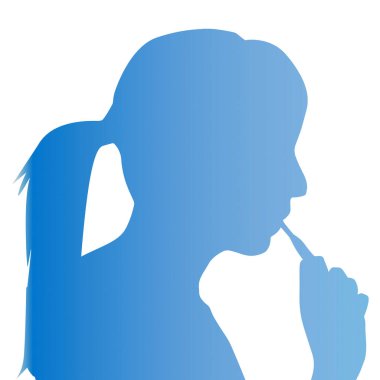 Beyaz arka planda silueti olan bir kadının soyut çizimi.